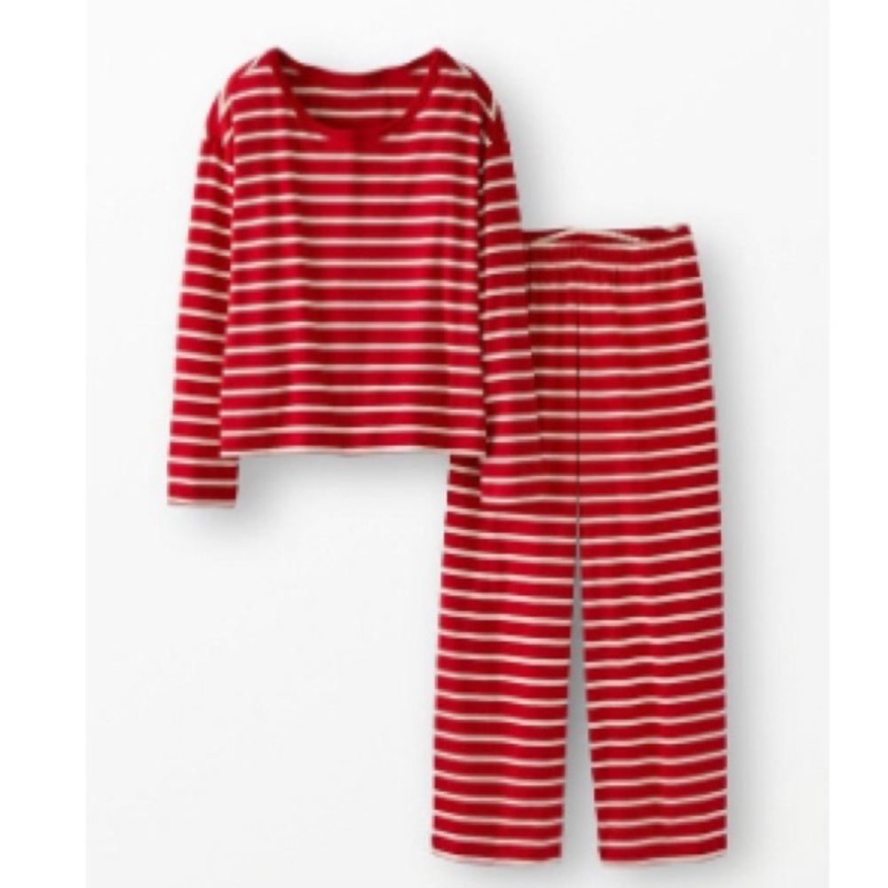 Hanna Andersson Red Striped womens  Pajama Set - Cozy Long Sleeve Sleepwear